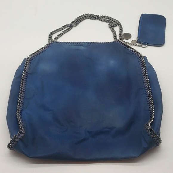 STELLA MCCARTNEY LEATHER USED BAG SIZE 17X17 COLOR BLUE 100% AUTHENTIC - Picture 1 of 11